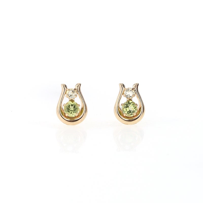 K10 YG ペリドット レモンクォーツ ピアス ホースシュー 馬蹄 ヒヅメピアス 蹄 ヒヅメ 10k 8月 誕生石 イエローゴールド レディース 彼女 妻 プレゼント ラッキーモチーフ