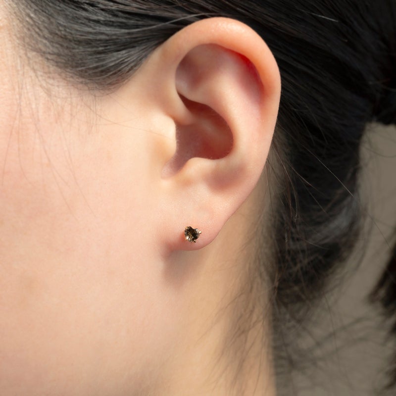 K10 YG スモーキークォーツ ピアス ハート 一粒 10金 10k イエローゴールド 一粒ピアス レディース 彼女 娘 プレゼント