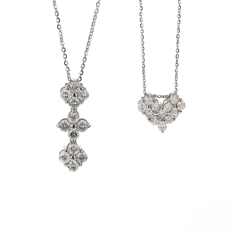 プラチナ ダイヤモンド 3ストーン ネックレス スリーストーン レディース 2way 30代 40代 50代 妻 彼女 女性 結婚記念日 キラキラ PT PT950 誕生日プレゼント ギフト 花 フラワー ハート