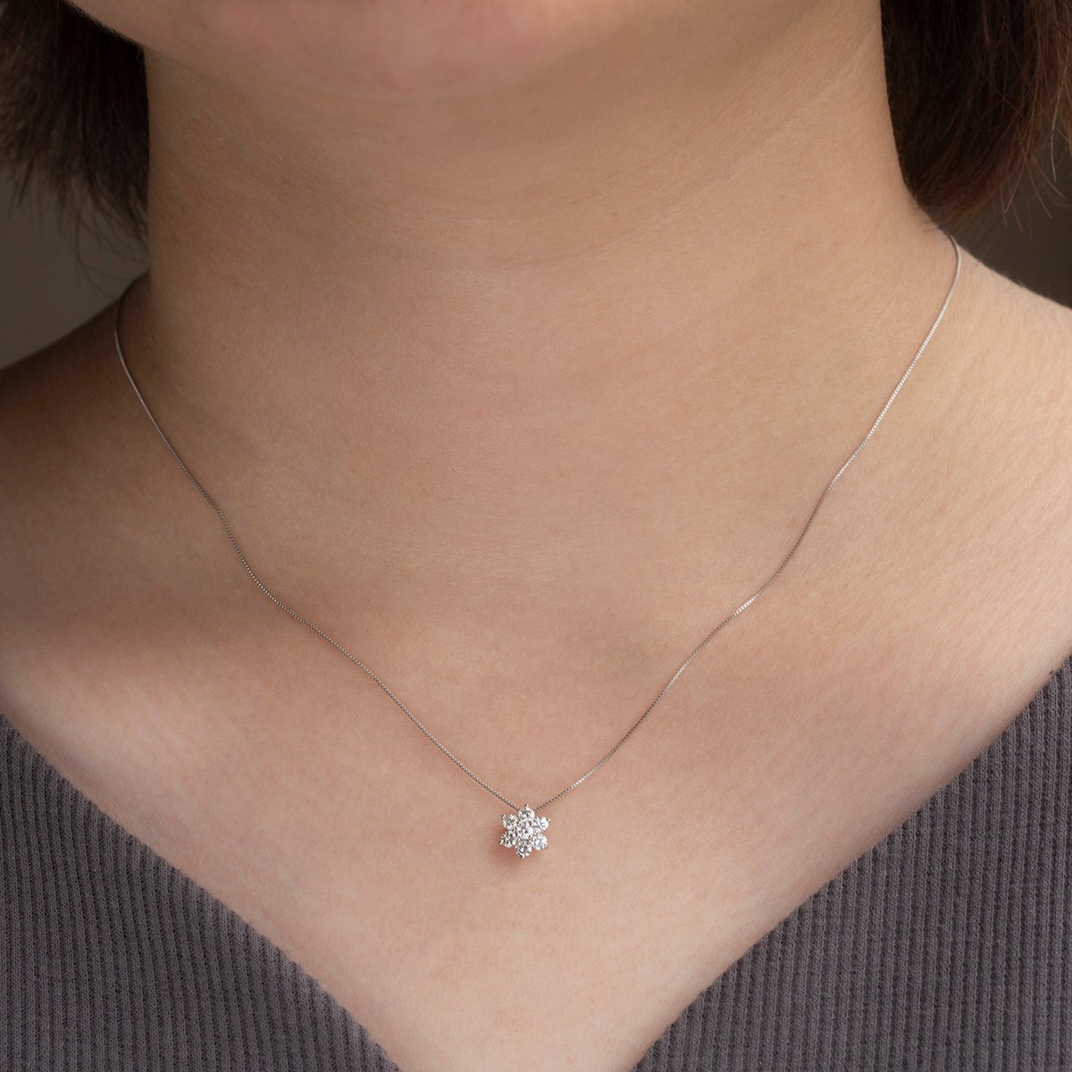鑑別書付き プラチナ ダイヤモンド ネックレス 0.3ct